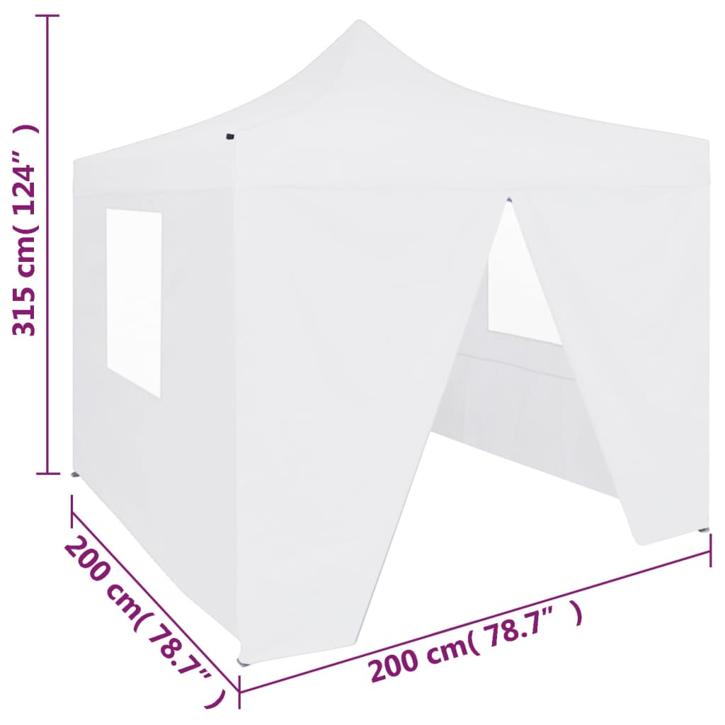 dimensions Tente de réception pliable avec 4 parois blanc 2x2m